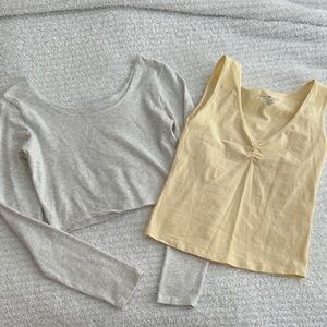 Brandy Melville Gray Crop Top and yellow tank